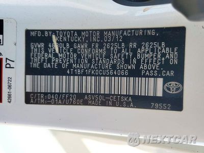 Zdjęcie 12 z 12 samochodu: 2012 TOYOTA CAMRY SE VIN:4T1BF1FK0CU564066 - miniatura