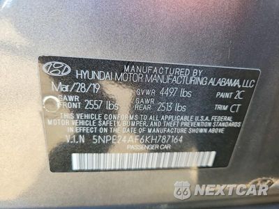 Zdjęcie 12 z 12 samochodu: 2019 HYUNDAI SONATA SE VIN:5NPE24AF6KH787164 - miniatura