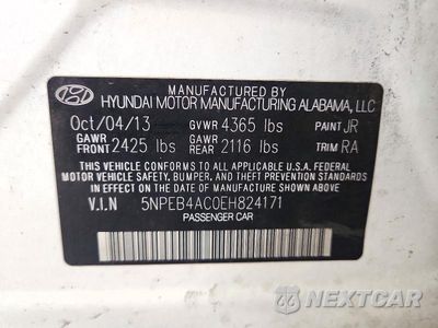 Zdjęcie 12 z 12 samochodu: 2014 HYUNDAI SONATA GLS VIN:5NPEB4AC0EH824171 - miniatura