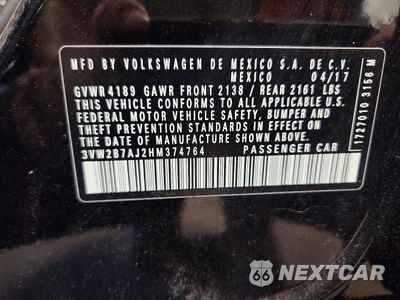 Zdjęcie 12 z 12 samochodu: 2017 VOLKSWAGEN JETTA S VIN:3VW2B7AJ2HM374764 - miniatura