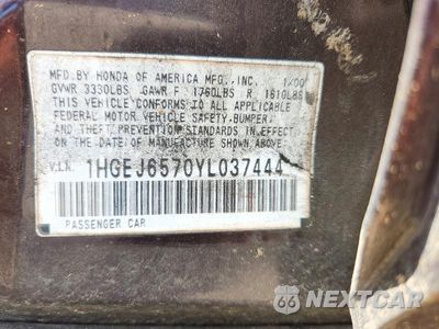 Zdjęcie 12 z 12 samochodu: 2000 HONDA CIVIC LX VIN:1HGEJ6570YL037444 - miniatura