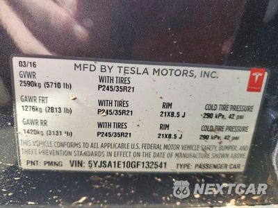 Zdjęcie 12 z 12 samochodu: 2016 TESLA MODEL S VIN:5YJSA1E10GF132541 - miniatura
