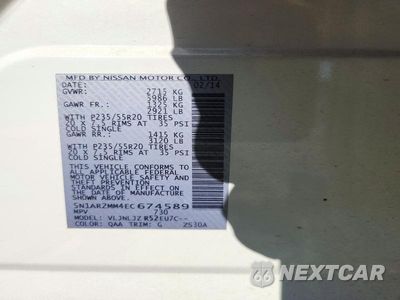 Zdjęcie 13 z 13 samochodu: 2014 NISSAN PATHFINDER S VIN:5N1AR2MM4EC674589 - miniatura