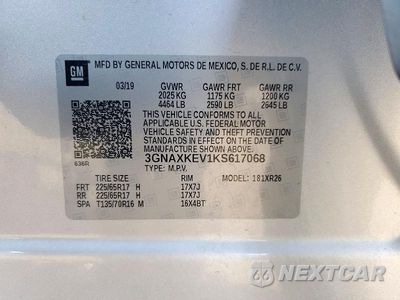 Zdjęcie 14 z 14 samochodu: 2019 CHEVROLET EQUINOX LT VIN:3GNAXKEV1KS617068 - miniatura