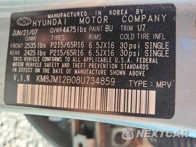 Zdjęcie 12 z 12 samochodu: 2008 HYUNDAI TUCSON GLS VIN:KM8JM12B08U734859 - miniatura