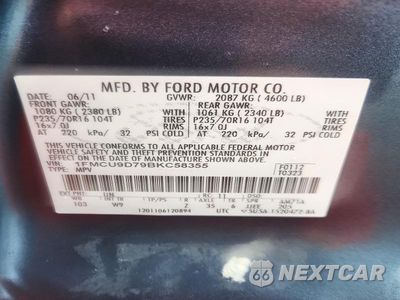 Zdjęcie 12 z 12 samochodu: 2011 FORD ESCAPE XLT VIN:1FMCU9D79BKC58355 - miniatura