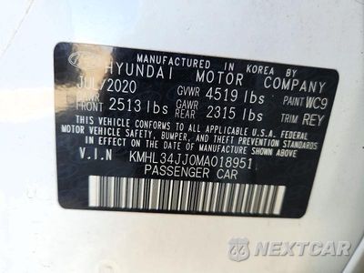 Zdjęcie 12 z 12 samochodu: 2021 HYUNDAI SONATA HYBRID VIN:KMHL34JJ0MA018951 - miniatura