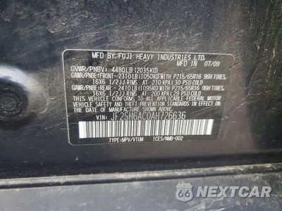 Zdjęcie 12 z 12 samochodu: 2010 SUBARU FORESTER 2.5X VIN:JF2SH6AC0AH726636 - miniatura