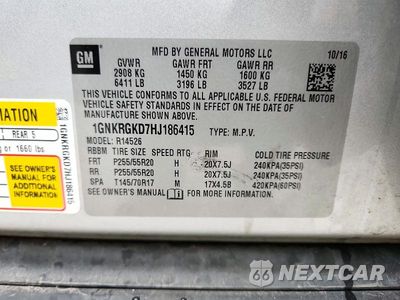 Zdjęcie 13 z 13 samochodu: 2017 CHEVROLET TRAVERSE LT VIN:1GNKRGKD7HJ186415 - miniatura