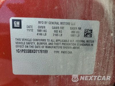 Zdjęcie 12 z 12 samochodu: 2013 CHEVROLET CRUZE LT VIN:1G1PE5SBXD7178189 - miniatura