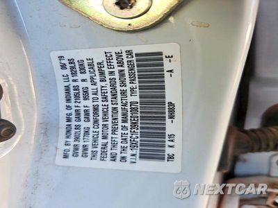 Zdjęcie 13 z 13 samochodu: 2019 HONDA CIVIC EX VIN:19XFC1F39KE010870 - miniatura