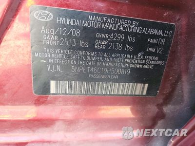 Zdjęcie 12 z 12 samochodu: 2009 HYUNDAI SONATA GLS VIN:5NPET46C19H500819 - miniatura