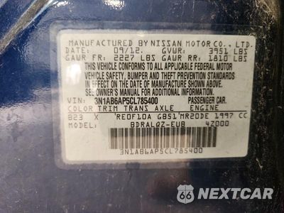 Zdjęcie 12 z 12 samochodu: 2012 NISSAN SENTRA 2.0 VIN:3N1AB6AP5CL785400 - miniatura