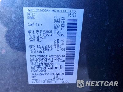 Zdjęcie 12 z 12 samochodu: 2013 INFINITI JX35 BASE VIN:5N1AL0MM3DC318400 - miniatura