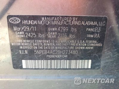 Zdjęcie 13 z 13 samochodu: 2011 HYUNDAI SONATA GLS VIN:5NPEB4AC2BH273480 - miniatura