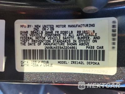 Zdjęcie 12 z 12 samochodu: 2010 TOYOTA COROLLA LE VIN:1NXBU4EE9AZ204861 - miniatura