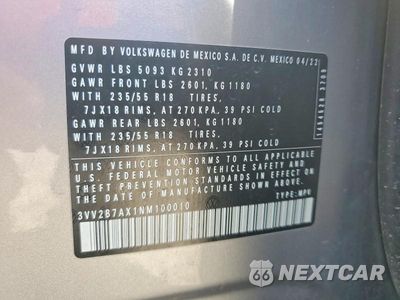 Zdjęcie 13 z 13 samochodu: 2022 VOLKSWAGEN TIGUAN SE VIN:3VV2B7AX1NM100010 - miniatura