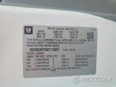 Zdjęcie 13 z 13 samochodu: 2017 CHEVROLET EXPRESS 2500 CARGO DELIVERY VAN VIN:1GCWGAFFXH1110857 - miniatura