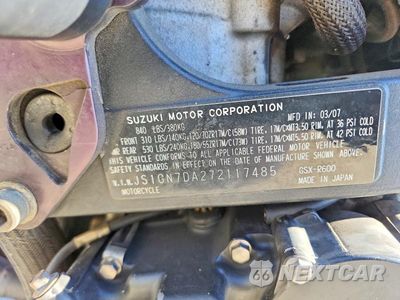 Zdjęcie 9 z 9 samochodu: 2007 SUZUKI GSX-R600 VIN:JS1GN7DA272117485 - miniatura
