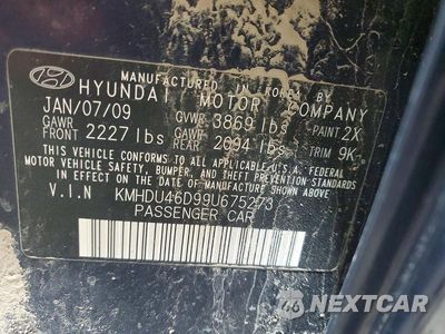 Zdjęcie 12 z 12 samochodu: 2009 HYUNDAI ELANTRA GLS VIN:KMHDU46D99U675273 - miniatura