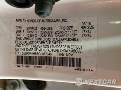 Zdjęcie 13 z 13 samochodu: 2016 HONDA CR-V EX VIN:5J6RM4H55GL057946 - miniatura
