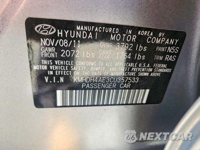 Zdjęcie 12 z 12 samochodu: 2012 HYUNDAI ELANTRA GLS VIN:KMHDH4AE3CU357533 - miniatura