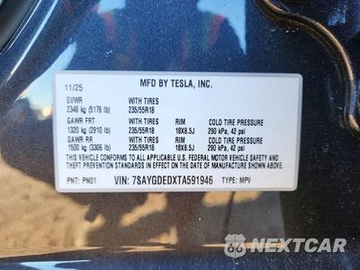 Zdjęcie 12 z 12 samochodu: 2026 TESLA MODEL Y VIN:7SAYGDEDXTA591946 - miniatura