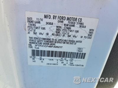 Zdjęcie 12 z 12 samochodu: 2011 FORD F150 SUPER CAB VIN:1FTFX1CF4BFA06217 - miniatura