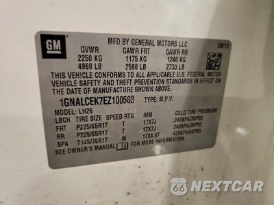 Zdjęcie 13 z 13 samochodu: 2014 CHEVROLET EQUINOX LT VIN:1GNALCEK7EZ100503 - miniatura