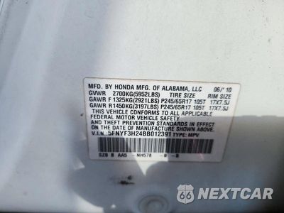 Zdjęcie 13 z 13 samochodu: 2011 HONDA PILOT LX VIN:5FNYF3H24BB012391 - miniatura