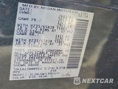 Zdjęcie 13 z 13 samochodu: 2014 INFINITI QX60 BASE VIN:5N1AL0MM9EC526329 - miniatura