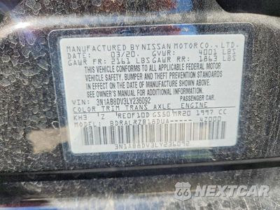 Zdjęcie 12 z 12 samochodu: 2020 NISSAN SENTRA SR VIN:3N1AB8DV3LY236092 - miniatura