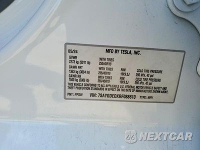 Zdjęcie 12 z 12 samochodu: 2024 TESLA MODEL Y VIN:7SAYGDEDXRF088610 - miniatura