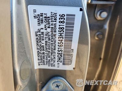 Zdjęcie 12 z 12 samochodu: 2003 HONDA CIVIC LX VIN:2HGES16543H581836 - miniatura