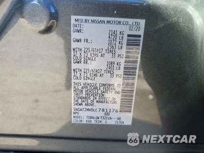 Zdjęcie 14 z 14 samochodu: 2020 NISSAN ROGUE SV VIN:5N1AT2MV0LC781176 - miniatura