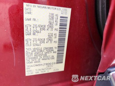 Zdjęcie 13 z 13 samochodu: 2015 NISSAN MURANO S VIN:5N1AZ2MH9FN290039 - miniatura