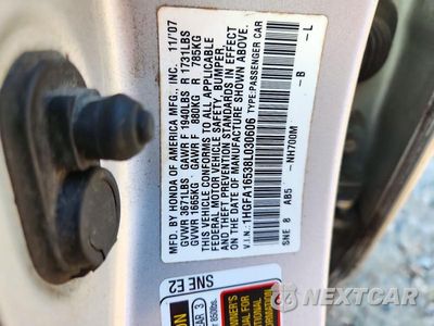 Zdjęcie 12 z 12 samochodu: 2008 HONDA CIVIC LX VIN:1HGFA16538L030606 - miniatura