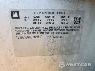 Zdjęcie 13 z 13 samochodu: 2018 CHEVROLET CRUZE LT VIN:1G1BE5SM5J7125519 - miniatura