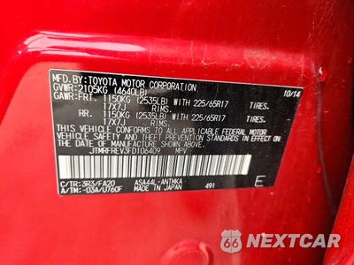 Zdjęcie 12 z 12 samochodu: 2015 TOYOTA RAV4 XLE VIN:JTMRFREV3FD106409 - miniatura