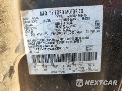 Zdjęcie 12 z 12 samochodu: 2006 FORD F150 SUPERCREW VIN:1FTRW12W36KE01309 - miniatura