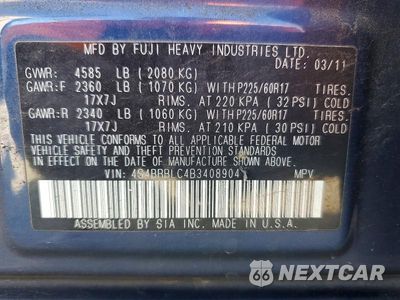Zdjęcie 13 z 13 samochodu: 2011 SUBARU OUTBACK 2.5I LIMITED VIN:4S4BRBLC4B3408904 - miniatura