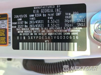 Zdjęcie 14 z 14 samochodu: 2027 KIA TELLURIDE HYBRID X-LINE SX VIN:5XYPDESA1VG030616 - miniatura