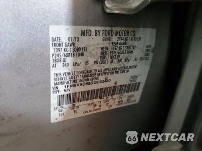 Zdjęcie 13 z 13 samochodu: 2013 FORD EXPLORER XLT VIN:1FM5K8D88DGC02480 - miniatura