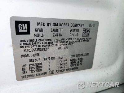 Zdjęcie 12 z 12 samochodu: 2015 BUICK ENCORE VIN:KL4CJGSB3FB083397 - miniatura