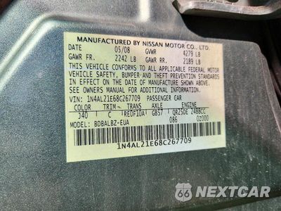Zdjęcie 12 z 12 samochodu: 2008 NISSAN ALTIMA 2.5 VIN:1N4AL21E68C267709 - miniatura