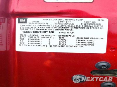 Zdjęcie 13 z 13 samochodu: 2004 GMC ENVOY VIN:1GKDS13S742321160 - miniatura