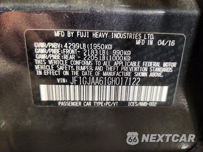 Zdjęcie 12 z 12 samochodu: 2016 SUBARU IMPREZA VIN:JF1GJAA61GH017122 - miniatura