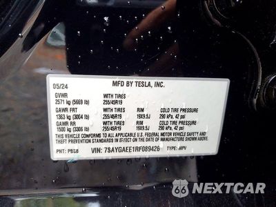 Zdjęcie 12 z 12 samochodu: 2024 TESLA MODEL Y VIN:7SAYGAEE1RF089426 - miniatura