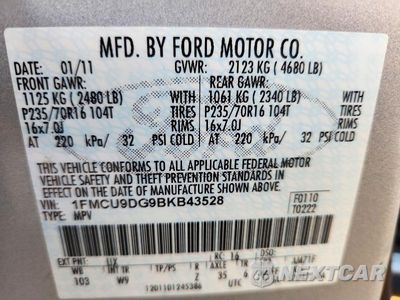 Zdjęcie 12 z 12 samochodu: 2011 FORD ESCAPE XLT VIN:1FMCU9DG9BKB43528 - miniatura