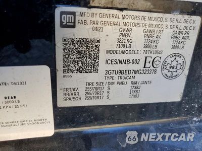 Zdjęcie 12 z 12 samochodu: 2021 GMC SIERRA K1500 SLE VIN:3GTU9BED7MG323378 - miniatura